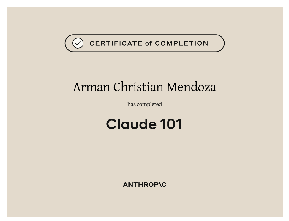 Claude 101 Certificate